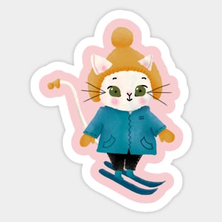 Cute Skiing Cat Sticker